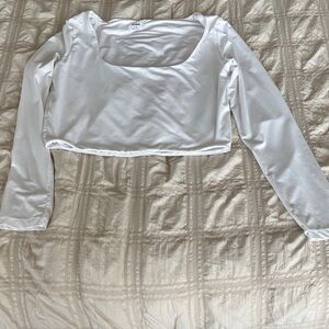 Cotton On White Satin Long Sleeve Crop Top